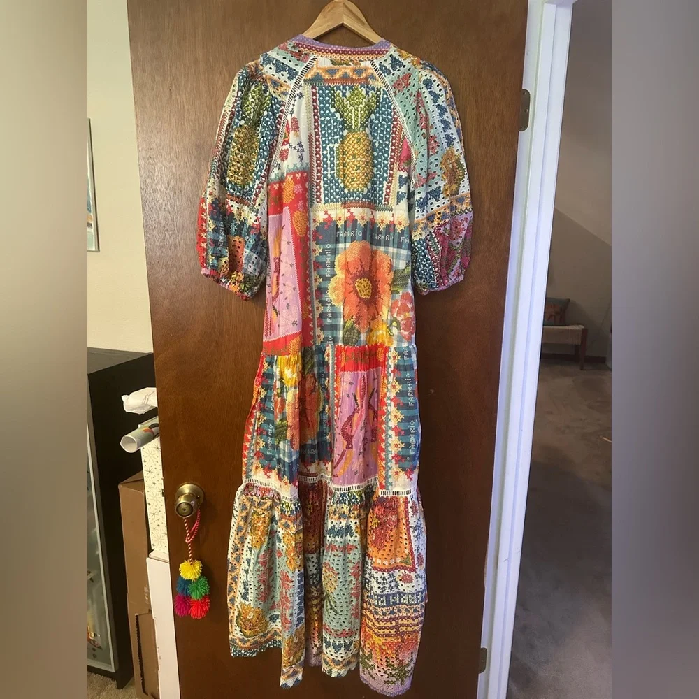 FARM RIO Floral Summer Stitches Eyelet Dress - Picture 4 of 4